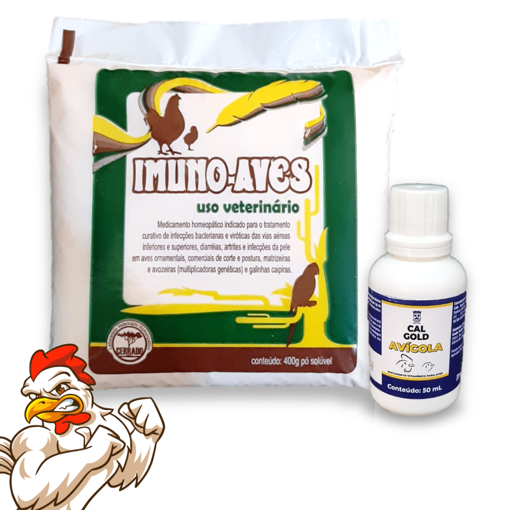 Combo 1 Imunoaves e 1 Calgold Avícola Nutrição Aves Galinha Vitamina ...