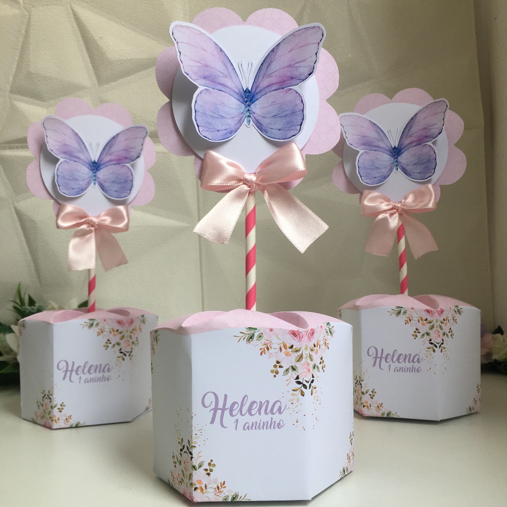 Centro de Mesa Jardim Das Borboletas - Personalizados - Lembrancinha ...