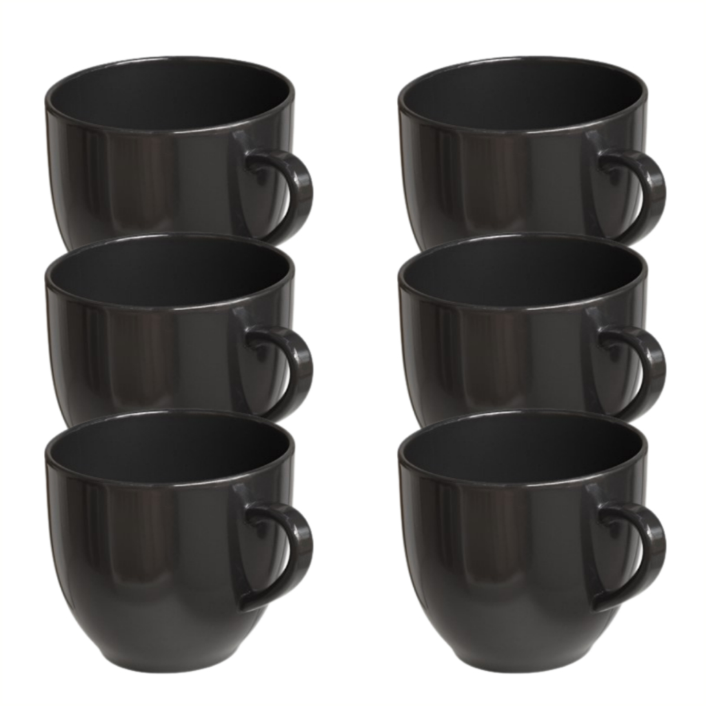 Kit 6 Xicara Cafe Cha Porcelana 95ml Preta Preto Chicara | Shopee