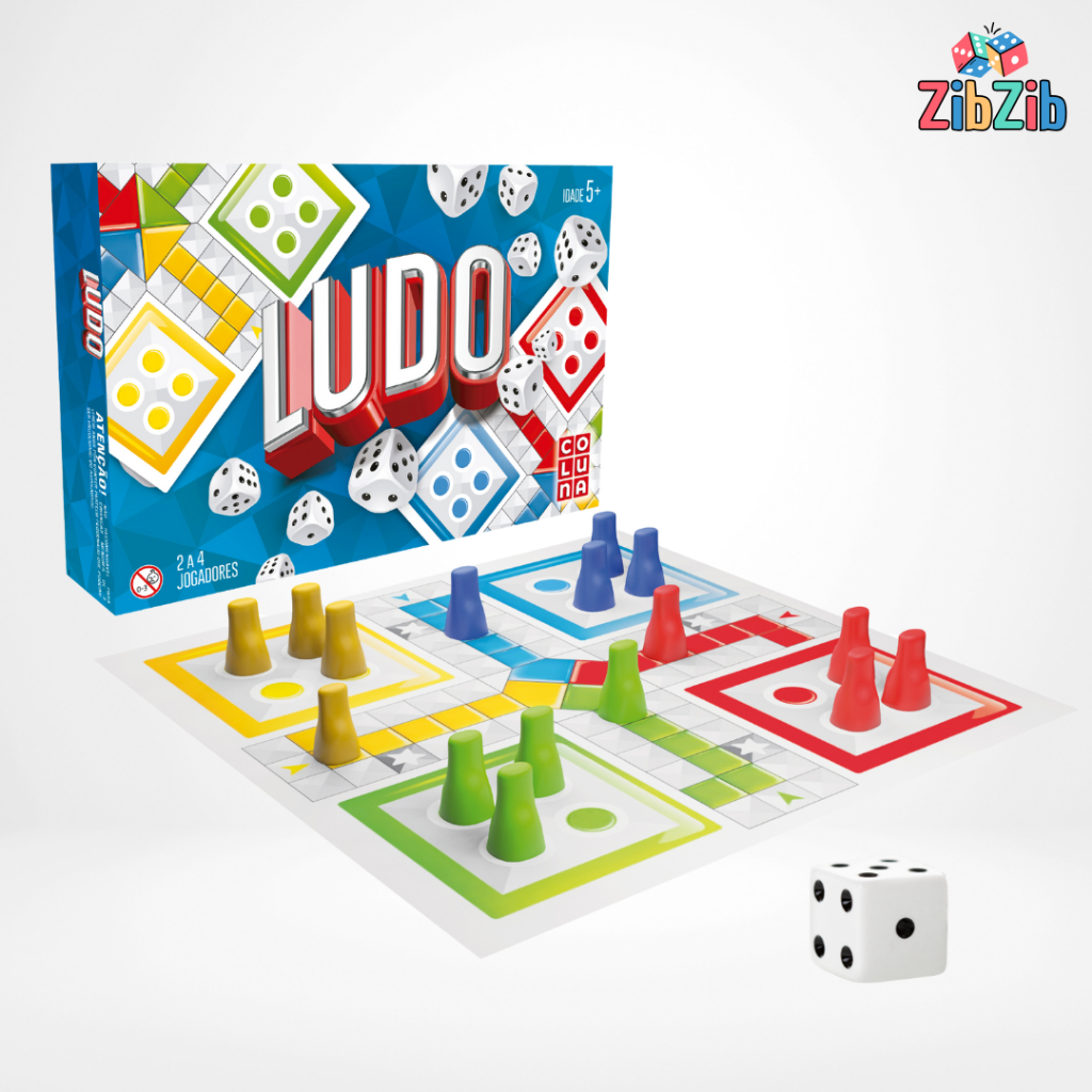 Jogo de Tabuleiro Ludo com dado e pinos - Coluna