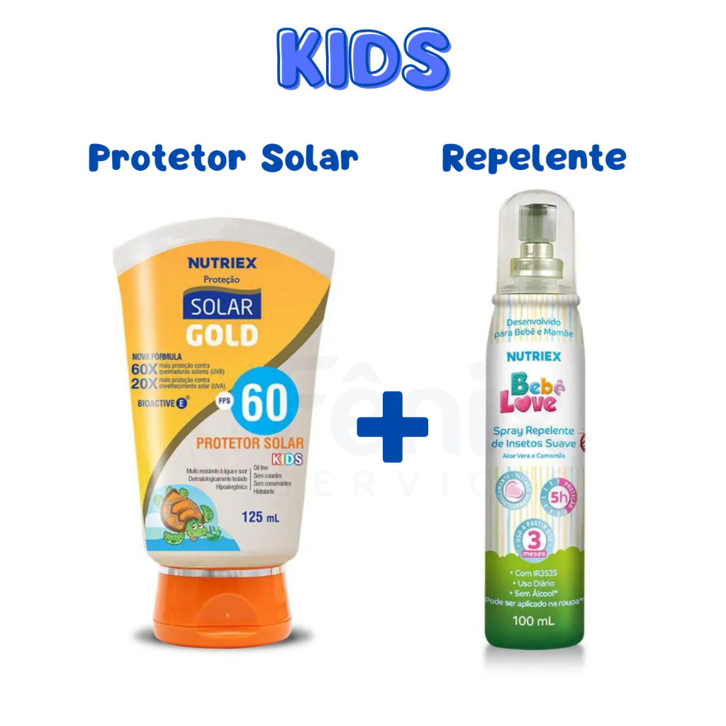 Protetor Solar Para Criança + Repelente de Insetos Kids | Kit Nutriex ...