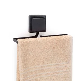 Porta Toalha de Rosto Sem Furo Piatina Black com Dupla Face 3M Toalheiro Preto Arthi