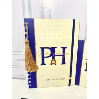 Caderneta de Vacina/ Mini Porta Documentos/ Pasta /Azul Marinho e Palha/Leãzinho/ Personalizada