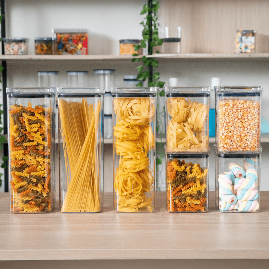 7 Potes Herméticos para Mantimentos de Acrílico Empilhável para Cozinha e Alimentos Organiza Armário | Shopee Brasil