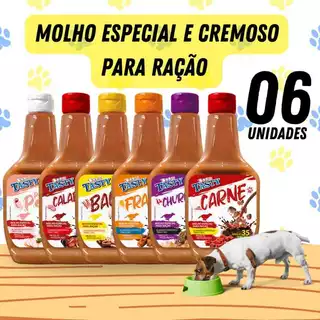 Molho Petisco Para Ração Cachorro Gato - Todos Tamanhos Sabores Diversos kit 6 Unidades