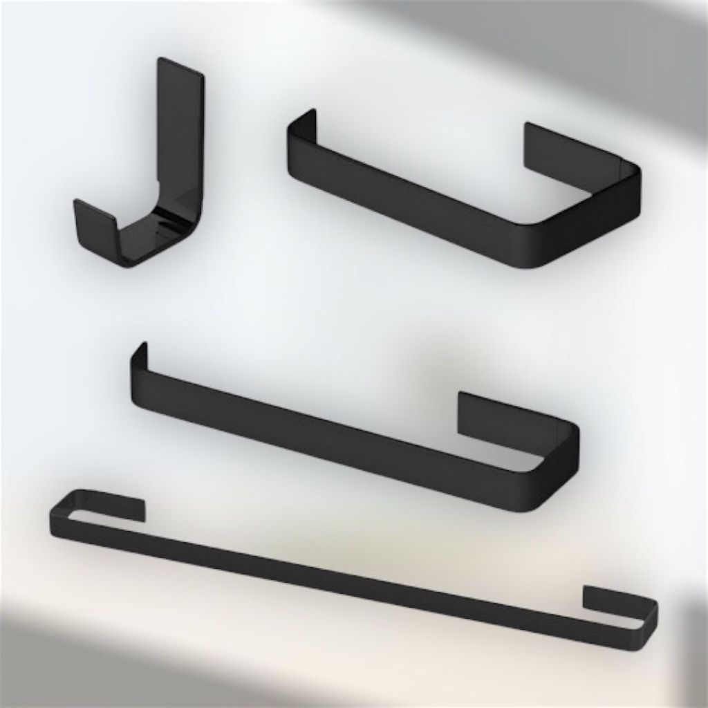 Kit Acessorios Para Banheiro Quadrado 4 Peças Preto Fosco