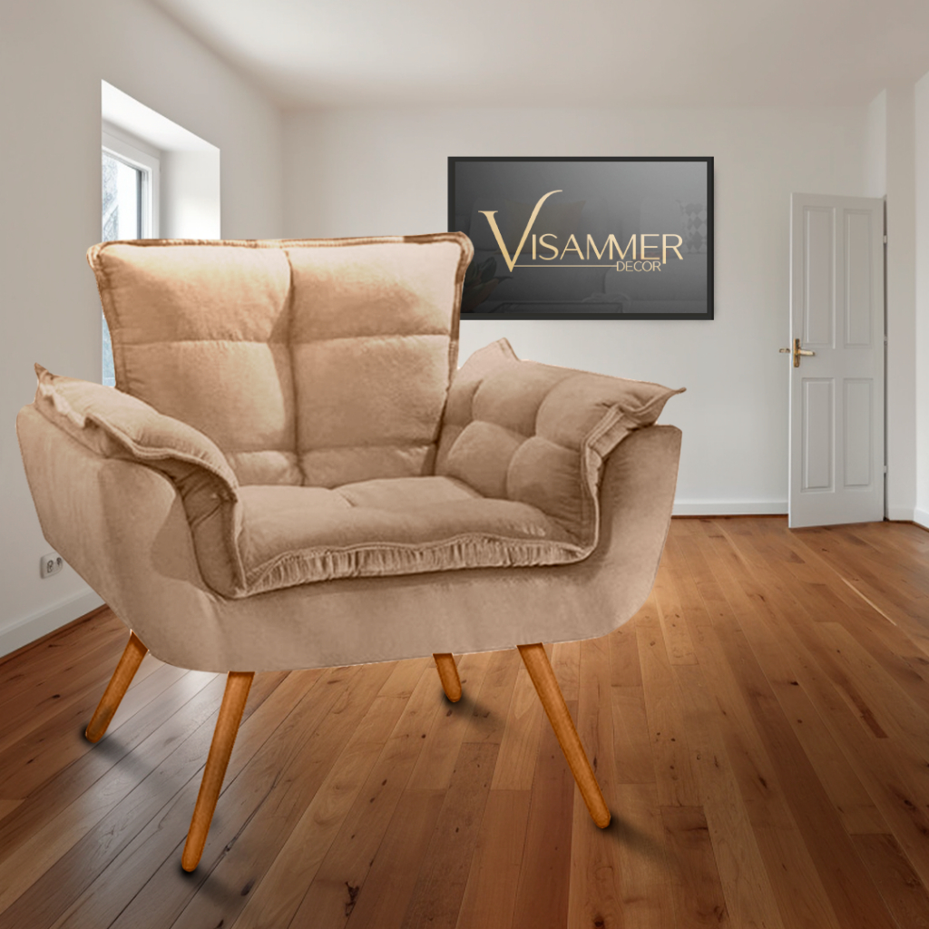 Poltrona Opala Reforçada Confortavel Tecido Suede Pés Palito Amamentação Leitura Recepção Visammer