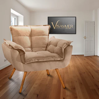Poltrona Opala Reforçada Confortavel Tecido Suede Pés Palito Amamentação Leitura Recepção Visammer