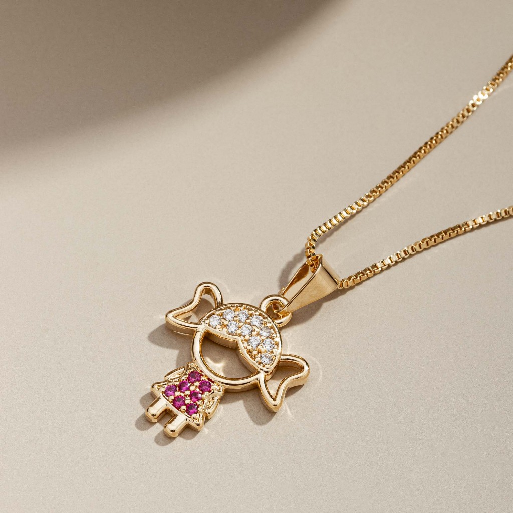 Colar Pingente Filha, Menina, Semijoia, Ouro 18K | Shopee Brasil