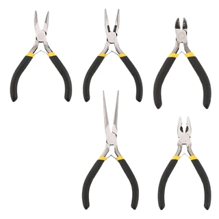 Conjunto de ferramentas para mini alicates 5 peças para bijuteria Conjunto de alicates redondos, planos e de bico longo