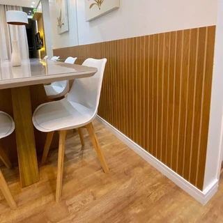 Kit 50 Revestimento Painel De Parede Ripado Adesivo Decorativo MDF 45x11