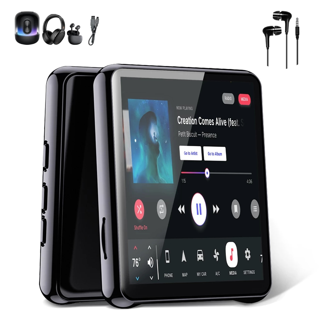 MP3/MP4 Player Bluetooth 5.0 - Tela LCD 1.8'', 64GB, FM, Leitor de Texto, Bivolt