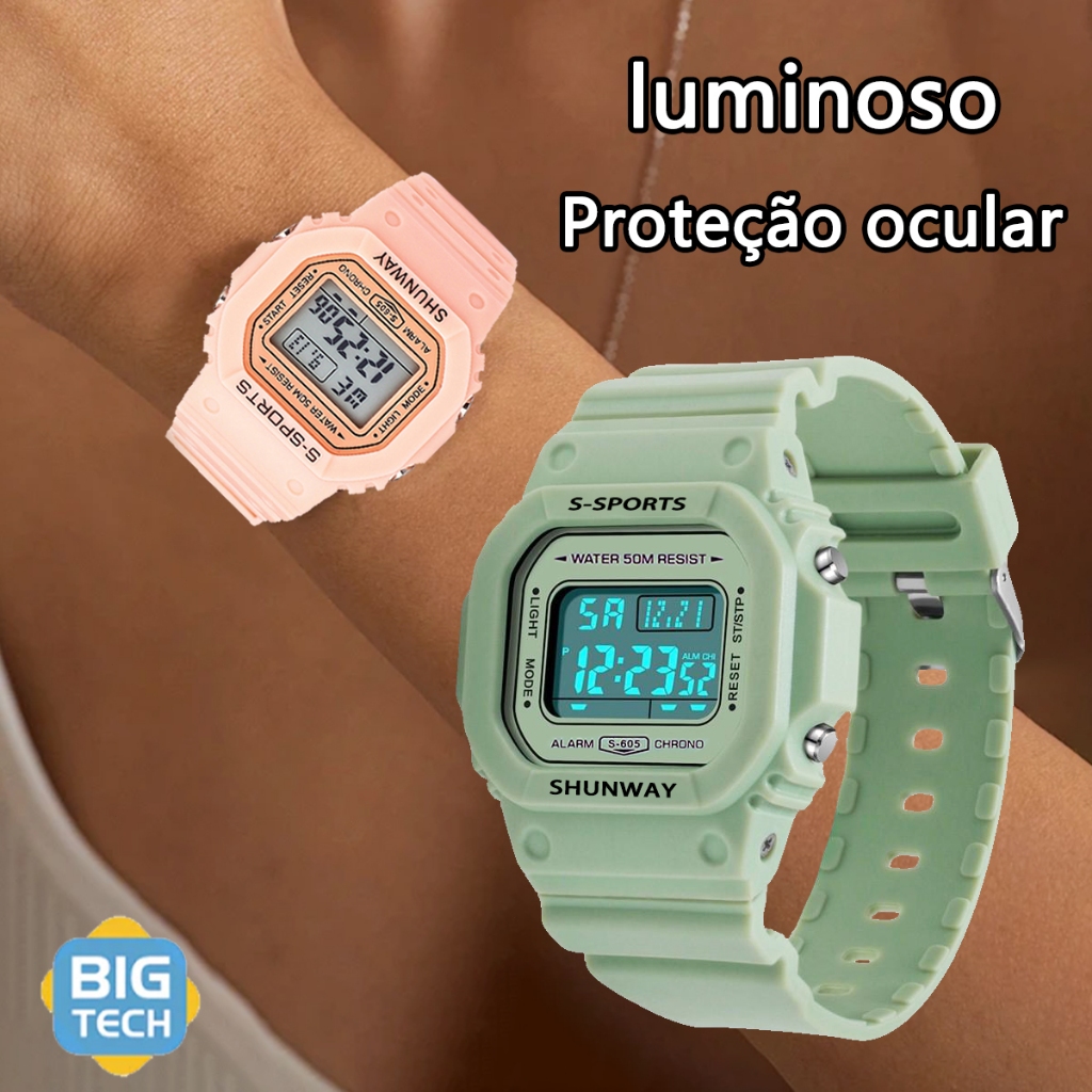 Relógio Feminino A Prova D Água Original Digital Com Caixinha Relogios ...