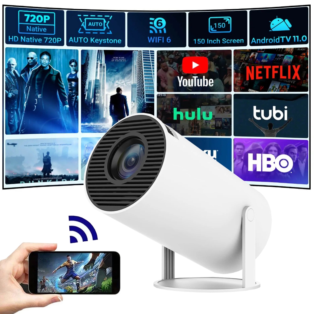 Projetor 4K HD 150 Polegadas Celular, Tv B0x, Xbox, PS, Pc, Mini Wifi Bluetooth HY300 Pro Magcubic Envio Imediato