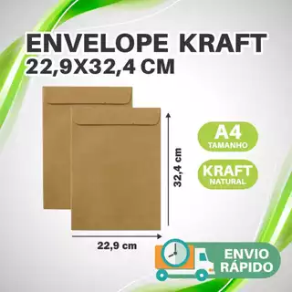 Envelope A4 Tipo Saco 50 a 250uni Kraft Natural 80g 22,9x32,4mm