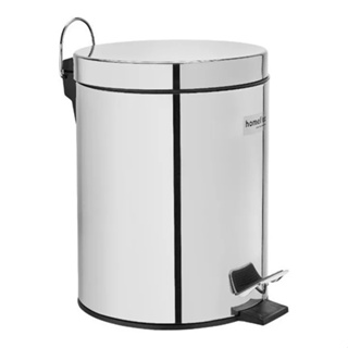 Lixo Lixeira Redonda 5 Litros Aço Inox Balde Cesto Removível Alça Pedal