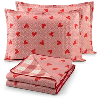 Kit Cobre Leito Colcha Casal Padrão Dupla Face 03 Peças Bouti Macio Várias Estampas