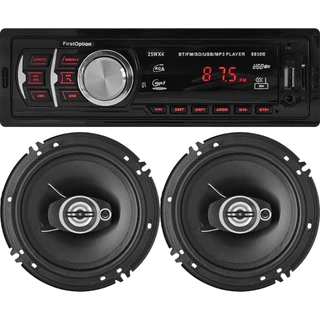 Kit Rádio MP3 Automotivo + 2 Alto-Falantes de 6 Polegadas USB Bluetooth USB Leitor de Cartão SD
