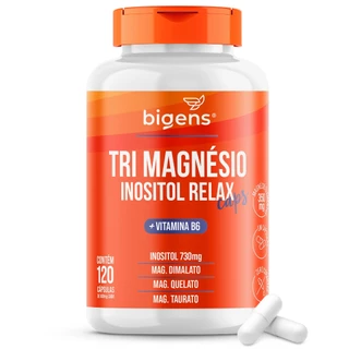 Tri Magnésio (dimalato, quelato e taurato) Inositol Relax, Vitamina B6, 120 Cápsulas, Bigens em Oferta na Shopee