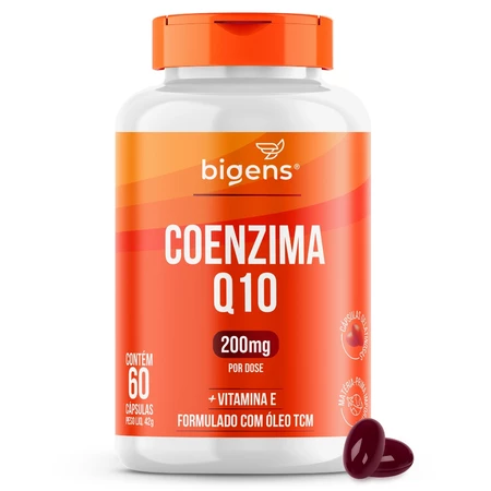 Coenzima Q10 200mg com vitamina E 10mg alta concentração 60 cápsulas Bigens (Unidade)