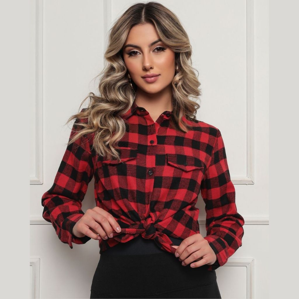 Camisa Xadrez Feminina Flanelada Quentinha Quadriculada Festa