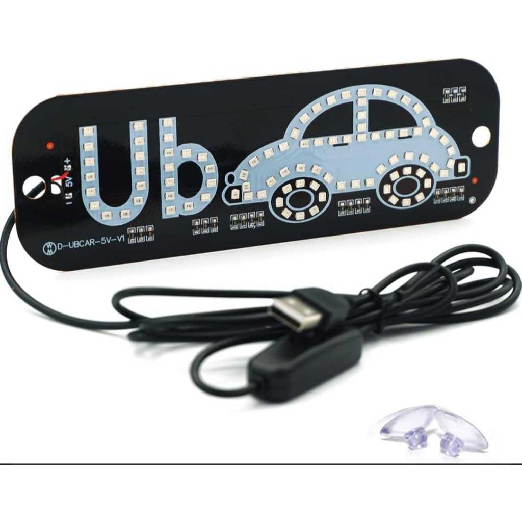 Placa Letreiro Aplicativo 99/UBER, Letreiro Luminoso, LED USB, com Botão Liga/Desliga