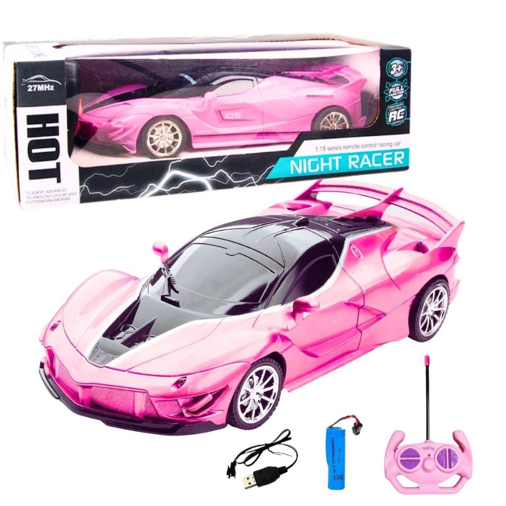 Carro Carrinho Controle Remoto Recarregável Cor Rosa Menina | Shopee Brasil