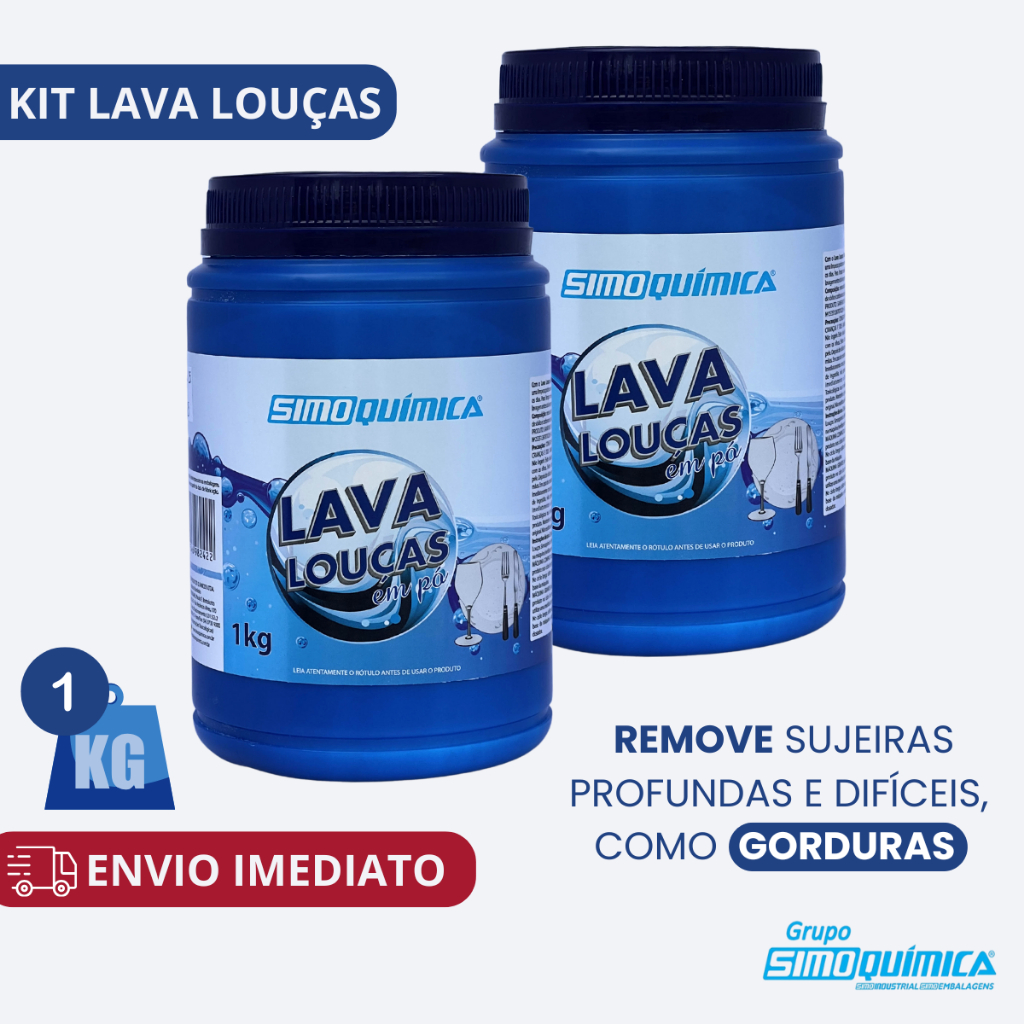 Kit Sabão Detergente Em Pó para Máquina de Lavar Louças 1kg Simoquímica ...