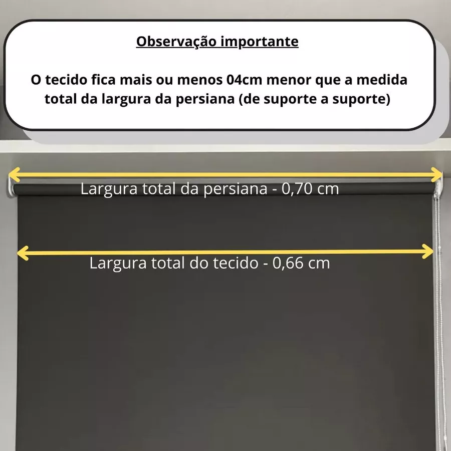 Cortina Persiana Rolo Blackout 100% - Largura 0,70 x 1,00 Altura - Pronta para Instalar — foto 3 de 4