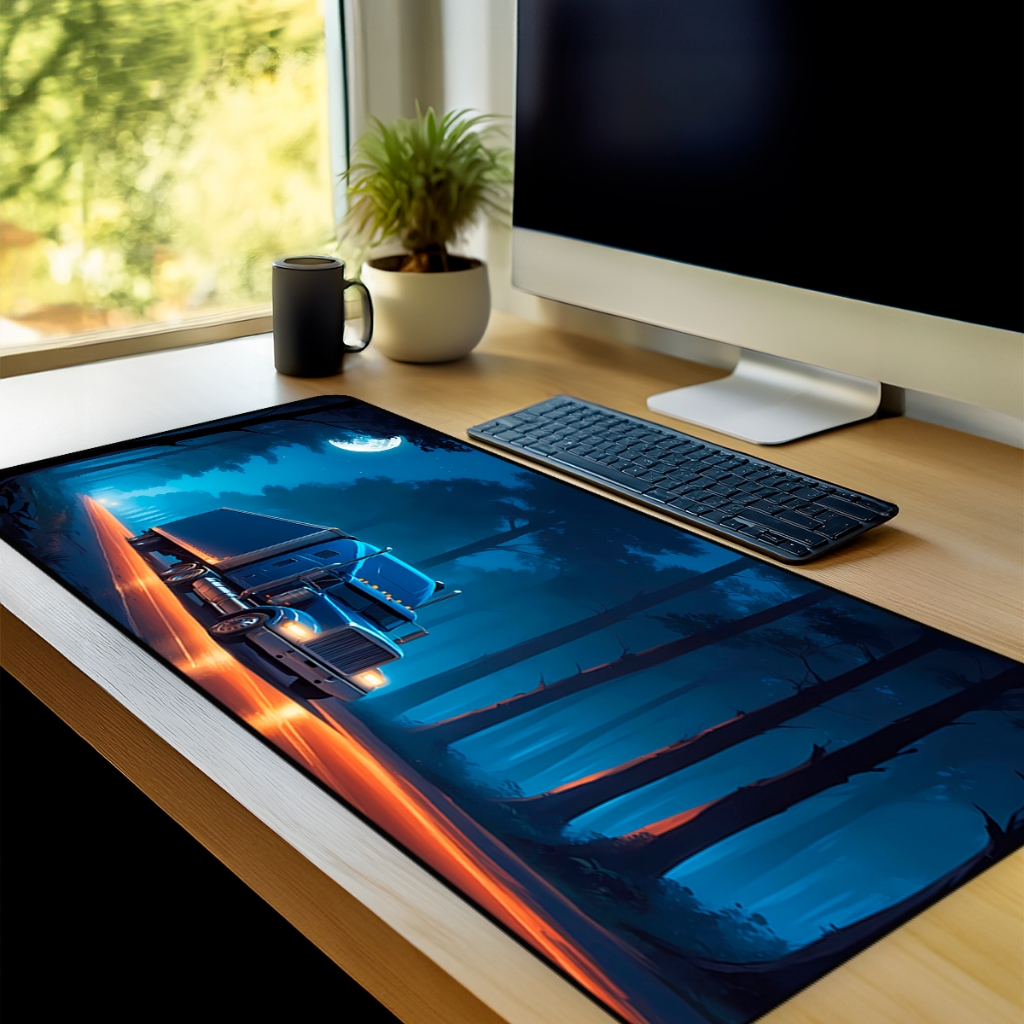Mouse Pad Caminhão Gamer Antiderrapante Grande 70x35 80x35 90x40 90x50 cm Borda Costurada