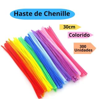 Haste de Chenille 30cm 100/200/300 Unidades para Artesanato Limpador de Cachimbo Fios