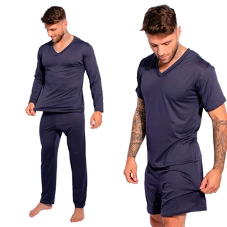 Kit 2 Pijamas Masculinos Manga Longa e Manga curta Linha Noite Suede Verão e Inverno em Oferta na Shopee
