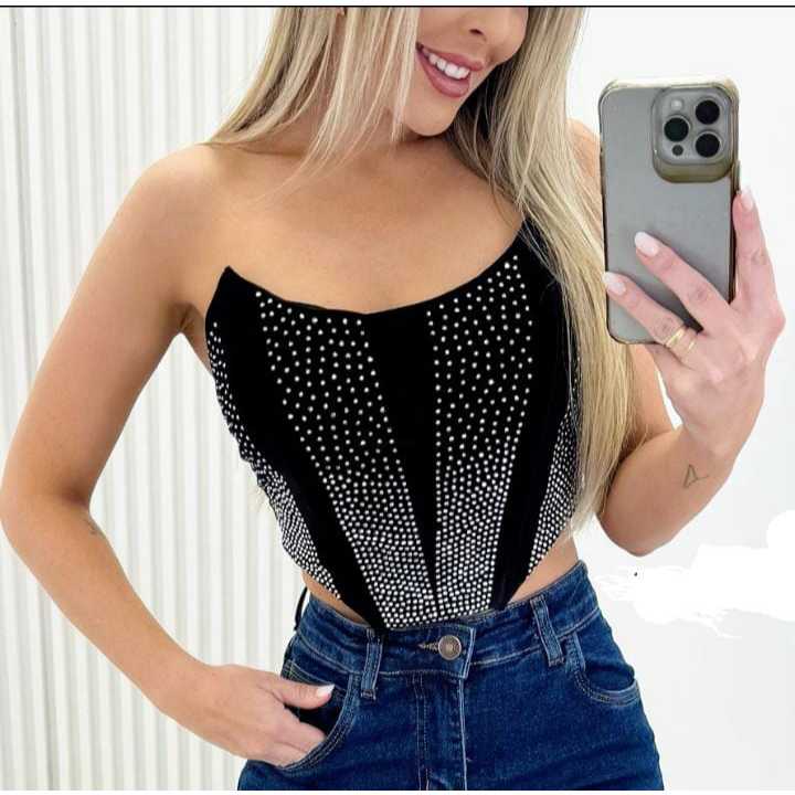 CROPPED FEMENINO SLIM SEN ALCA COM BRILHO PARA FESTA ,BALADA ETOMARAQUE ...