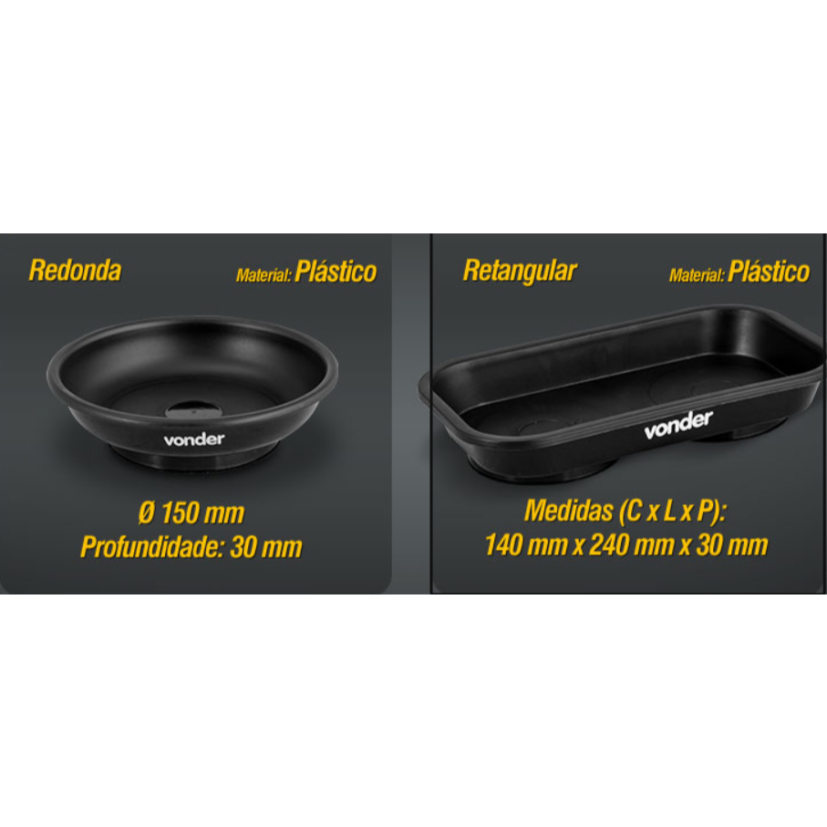 Bandeja magnética, plástica, com base magnética VONDER
