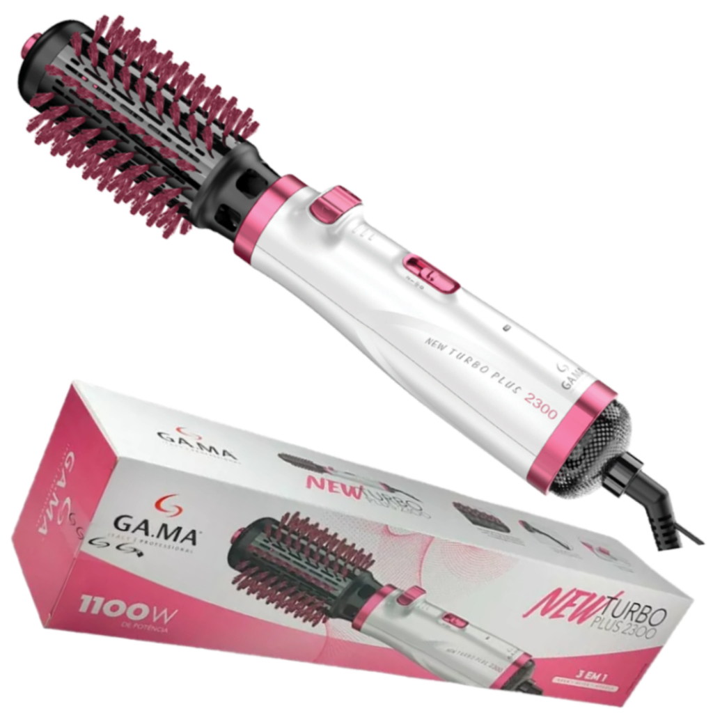 Escova Rotativa Gama Italy New Turbo Plus 2300 3 em 1 Branca Rosa 1100W ...