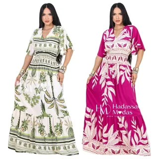 Vestido Longo Gola V VISCOLINHO Casual Tendência Moda Evangélica Manga curta em Oferta na Shopee