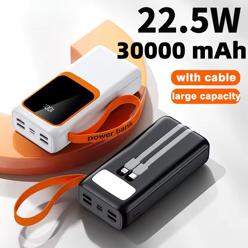 Carregador Power Bank Portátil 30000mah PD 22,5W Rápido Com Lanterna Led Peining Y020
