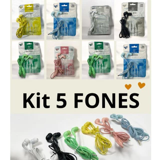 Kit 5 Fones de ouvido com fio e Microfone | Headset Colorido barato para celular PC em Oferta na Shopee
