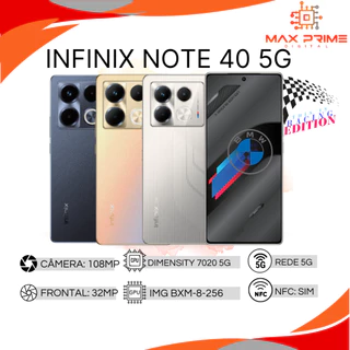 Infinix Note 40 5G, Câmera 108MP, 256GB e 8GB RAM, Bateria 5000 mAh, Processador Dimensity 7020 5G