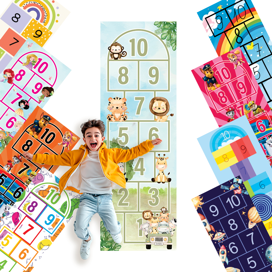 Foto de Amarelinha Tapete Adesivo Autocolante Decoração Quarto Infantil Escola Sensorial Desenvolvimento