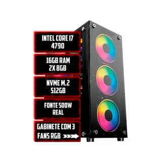 PC INTEL HOME INTEL CORE I7 4790 B85M 16GB NVME M.2 512GB 500W GABINETE RGB