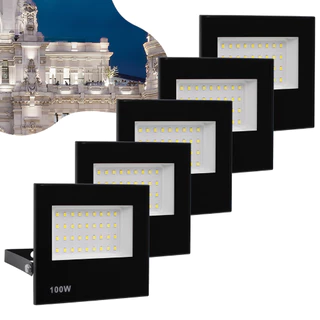 Kit 5 Refletor Led Holofote Frio Smd 100w Bivolt Ip66