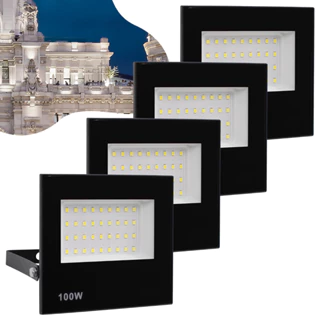 Kit 4 Refletor Led 100w Holofote Bivolt Prova Dágua Frio