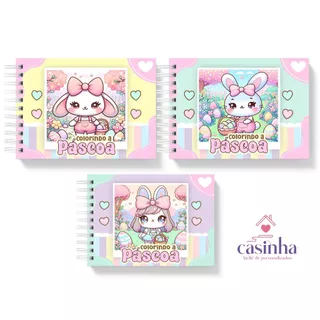 Livro de Colorir Coelhinha da Pascoa menina 50 paginas folha grossa capa dura em Oferta na Shopee