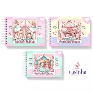 Livro de Colorir Festa do Pijama menina 50 paginas folha grossa capa dura em Oferta na Shopee