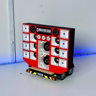 Sf.som Mini Paredão de som, + reboque, bateria, bluetooth, vermelho, tinta automotiva