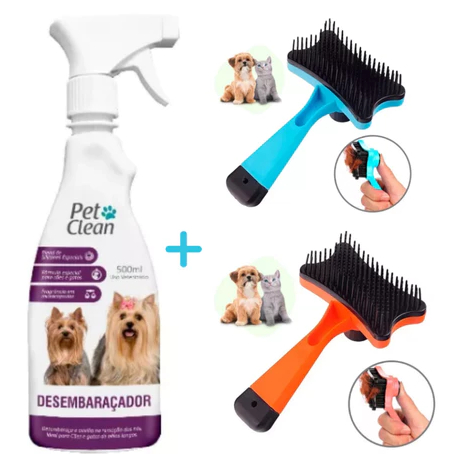 Kit Desembaraçador de Pelos Pet Clean para Cães e Gatos + Escova ...