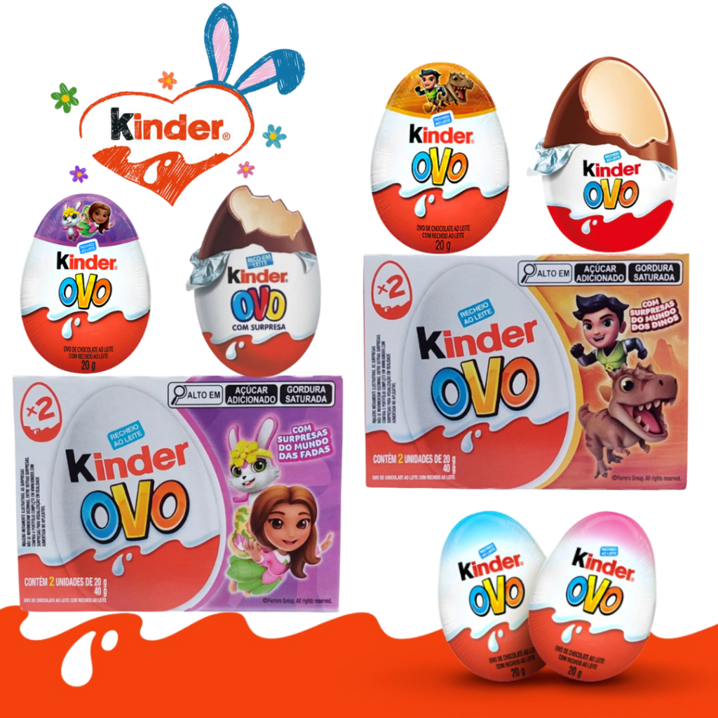 Chocolate Kinder Ovo com Recheio ao Leite Meninos e Meninas c/Surpresa ...