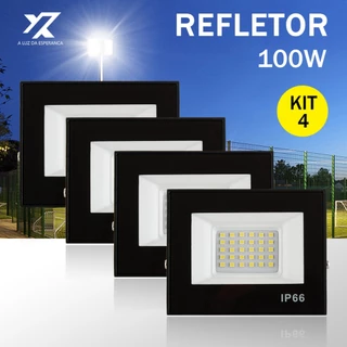 Kit 4 Refletor LED 100W Holofote Bivolt Econômico e Durável IP66 à Prova d'Água Super Brilhante em Oferta na Shopee