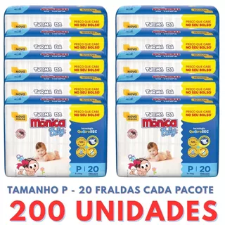 Kit 10 pacote de fralda turma mônica tamanho do RN ao XGG + sabonete + lenço umedecido em Oferta na Shopee